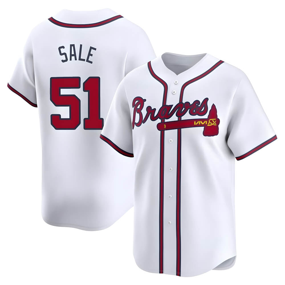 Trusc A.Braves #51 Chris Sale Player White Limited Home Stitched Jerseys