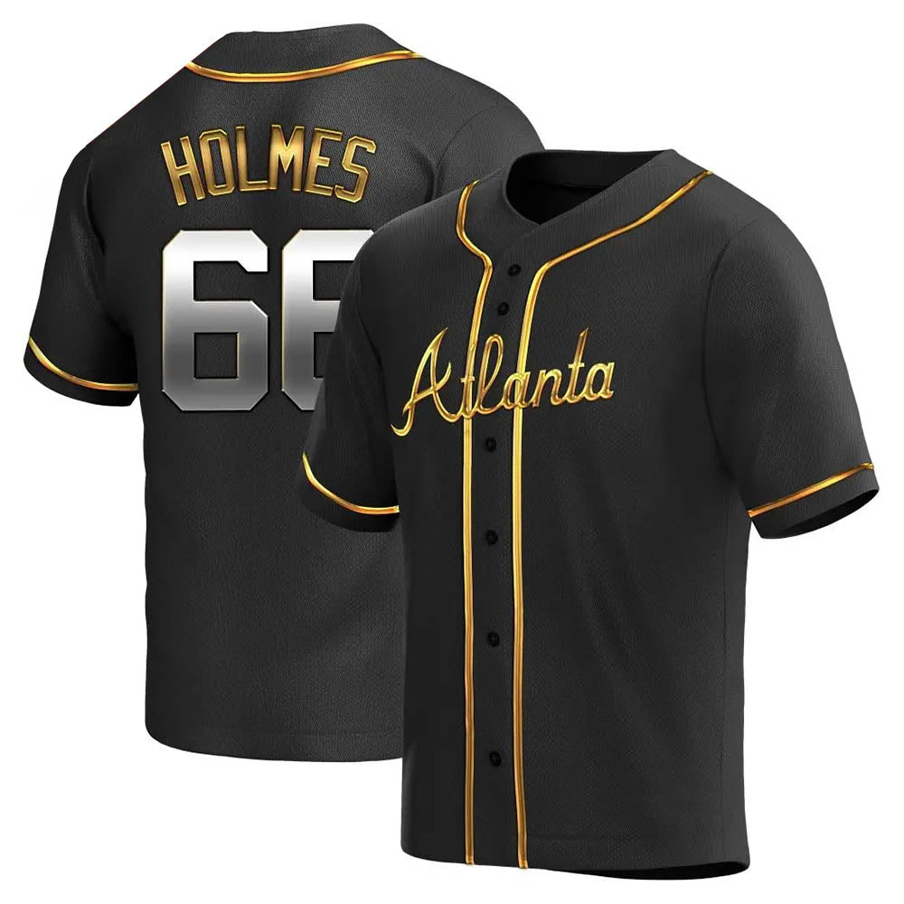Trusc A.Braves #66 Grant Holmes Player Black&Gold Replica en Alternate Stitched Jerseys
