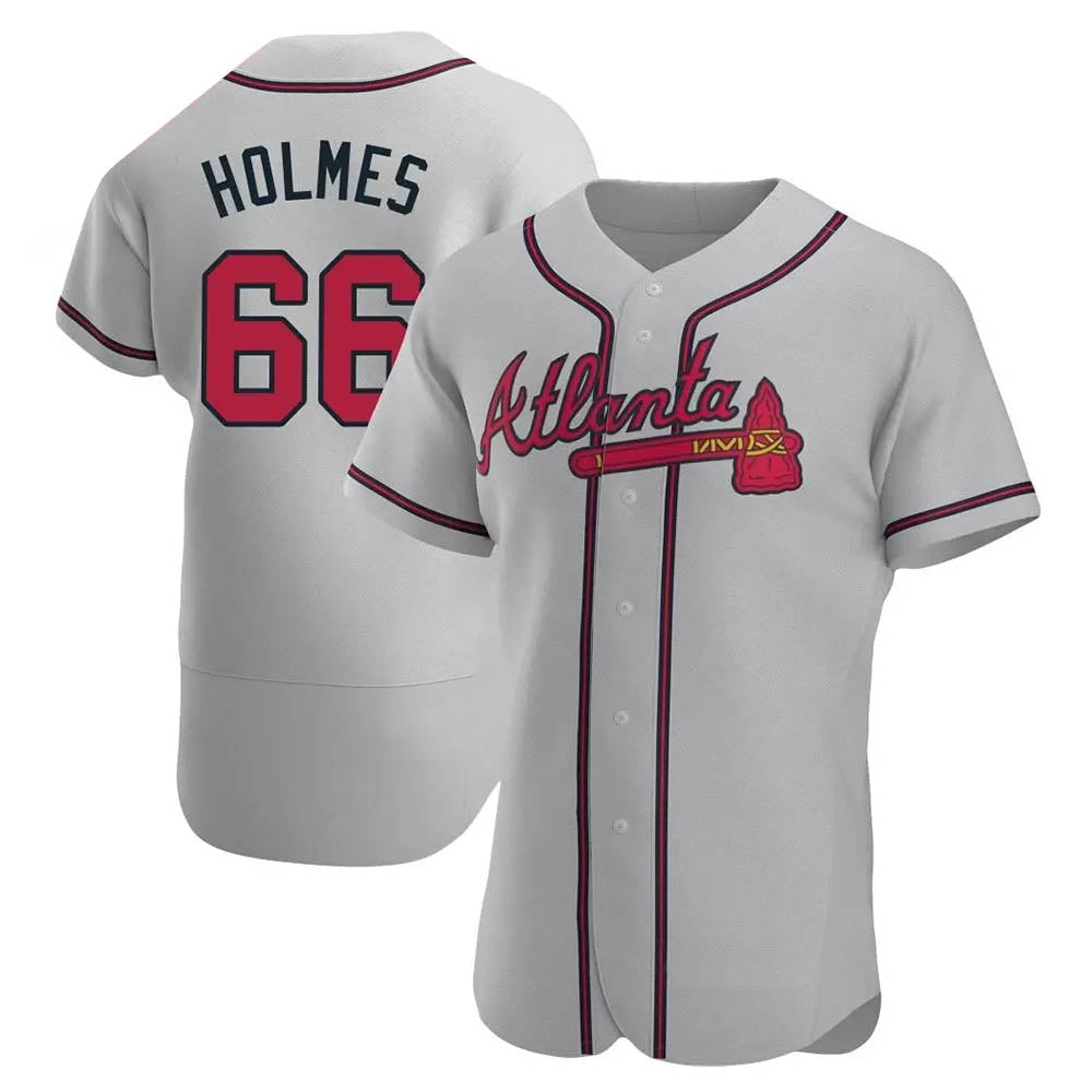 Trusc A.Braves #66 Grant Holmes Player Gray Authentic Road Stitched Jerseys