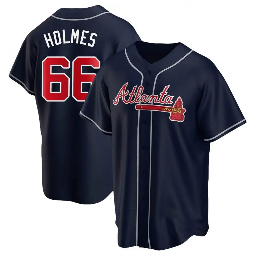 Trusc A.Braves #66 Grant Holmes Player Navy Replica Alternate Stitched Jerseys