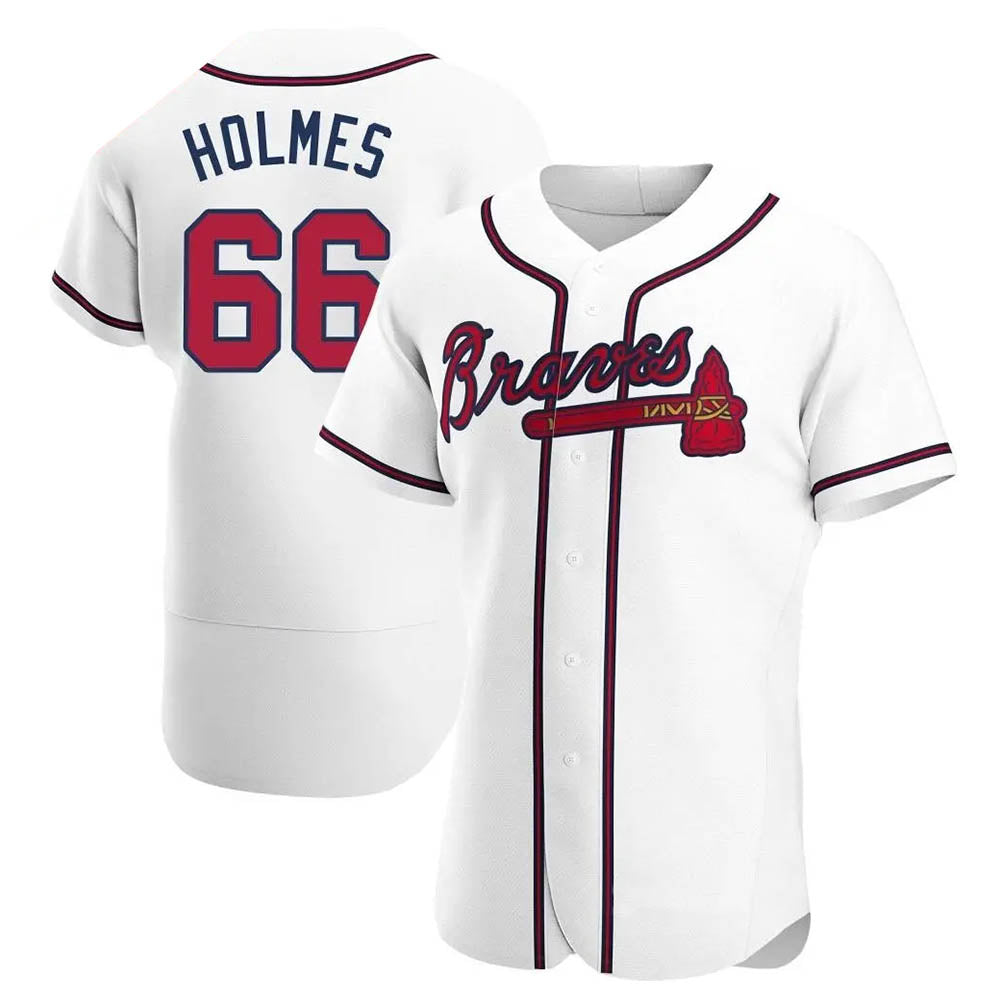 Trusc A.Braves #66 Grant Holmes Player White Authentic Home Stitched Jerseys