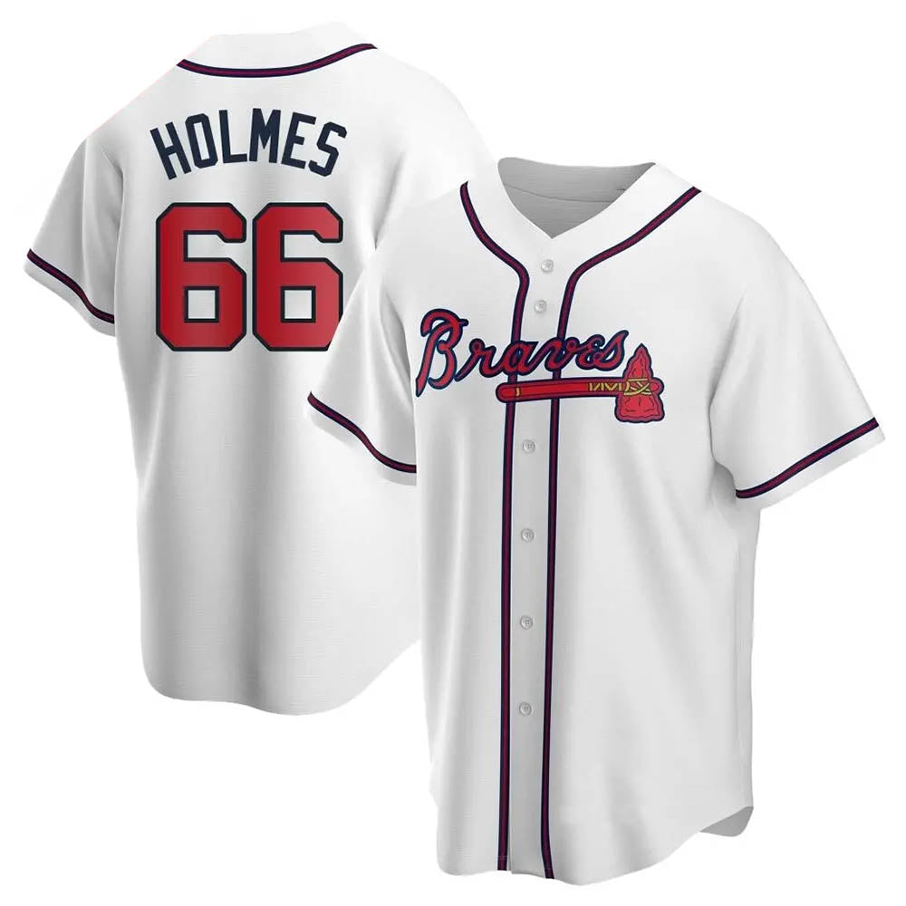 Trusc A.Braves #66 Grant Holmes Player White Replica Home Stitched Jerseys