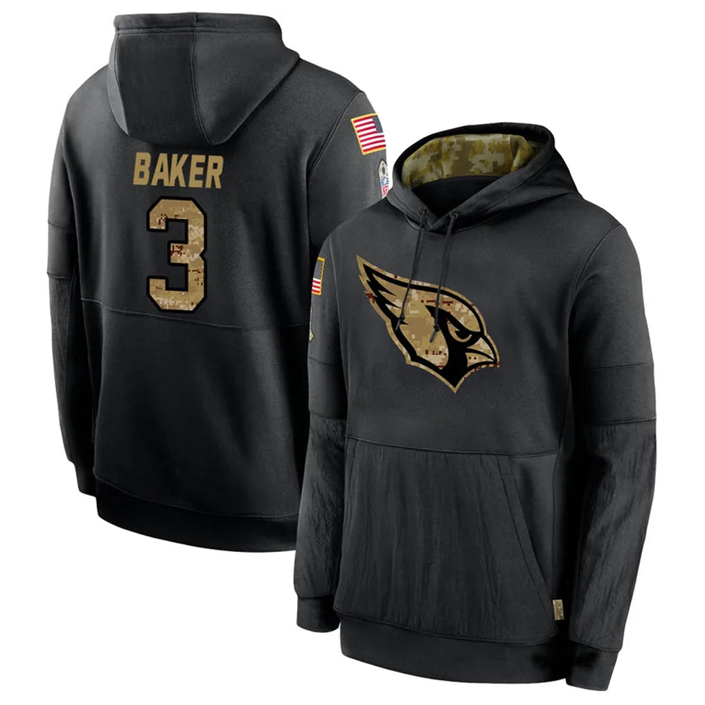 Trusc A.Cardinals #3 Budda Baker Player Black Salute to Service Limited Hoodie Stitched  Jerseys