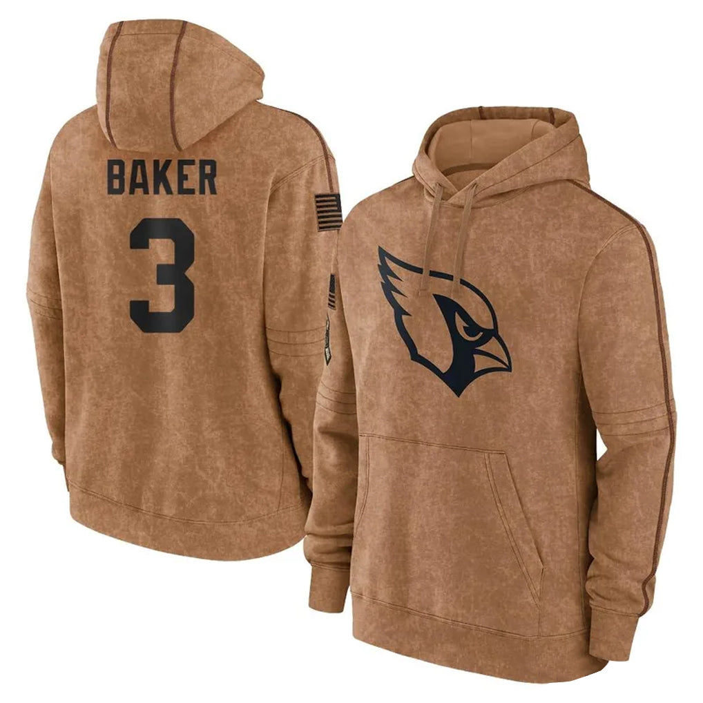 TruscA.Cardinals #3 Budda Baker Player Brown Salute To Service Limited Hoodies Stitched  Jerseys