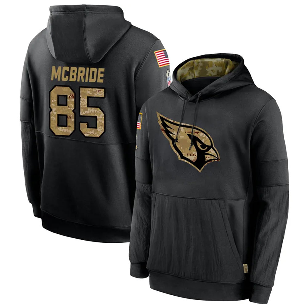 Trusc A.Cardinals #85 Trey McBride Player Black Salute to Service Hoodies Stitched Jerseys