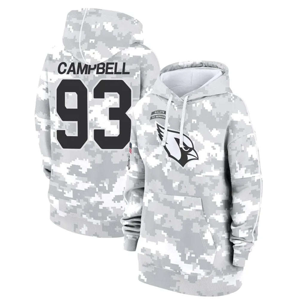 Trusc A.Cardinals #93 Calais Campbell Player Camo Salute to Service Hoodies Stitched Jerseys