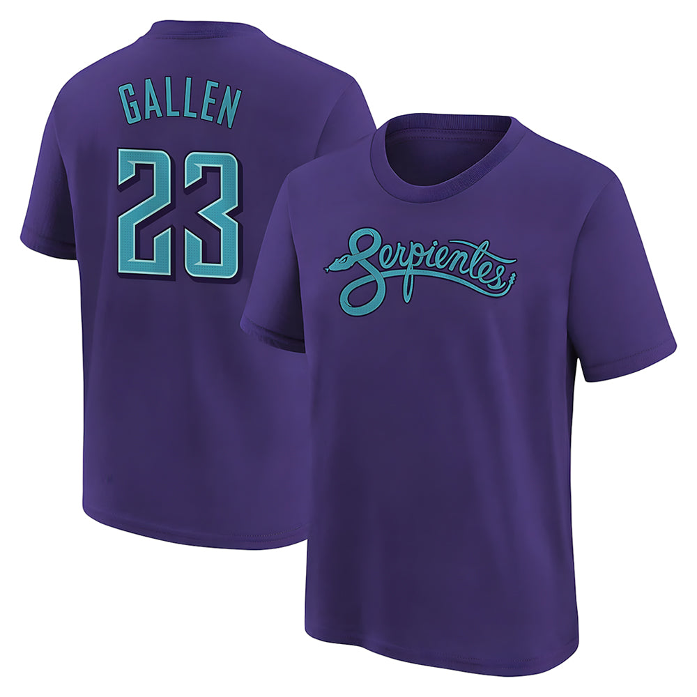Trusc A.Diamondbacks #23 Zac Gallen Player Purple Fuse City Connect round collar T shirt Stitched Jerseys