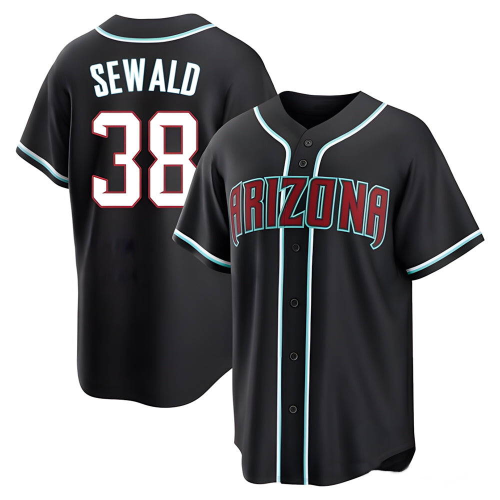 Trusc A.Diamondbacks #38 Paul Sewald Player  Black Replica Fashion Out Stitched Jersey
