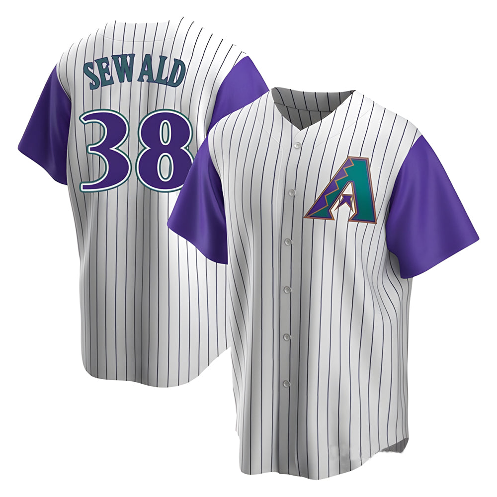 Trusc A.Diamondbacks #38 Paul Sewald Player  Cream Purple Alternate Cooperstown Collection Stitched Jersey