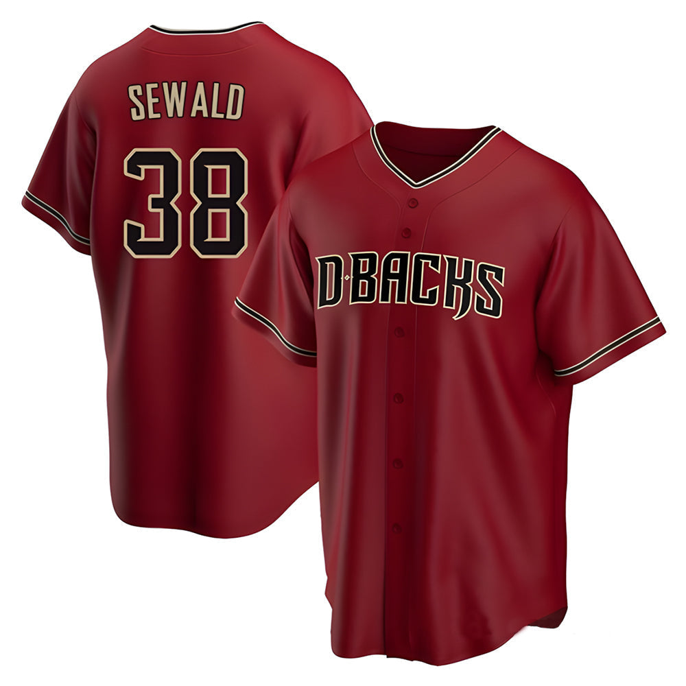 Trusc A.Diamondbacks #38 Paul Sewald Player Red Alternate Replica Stitched Jersey