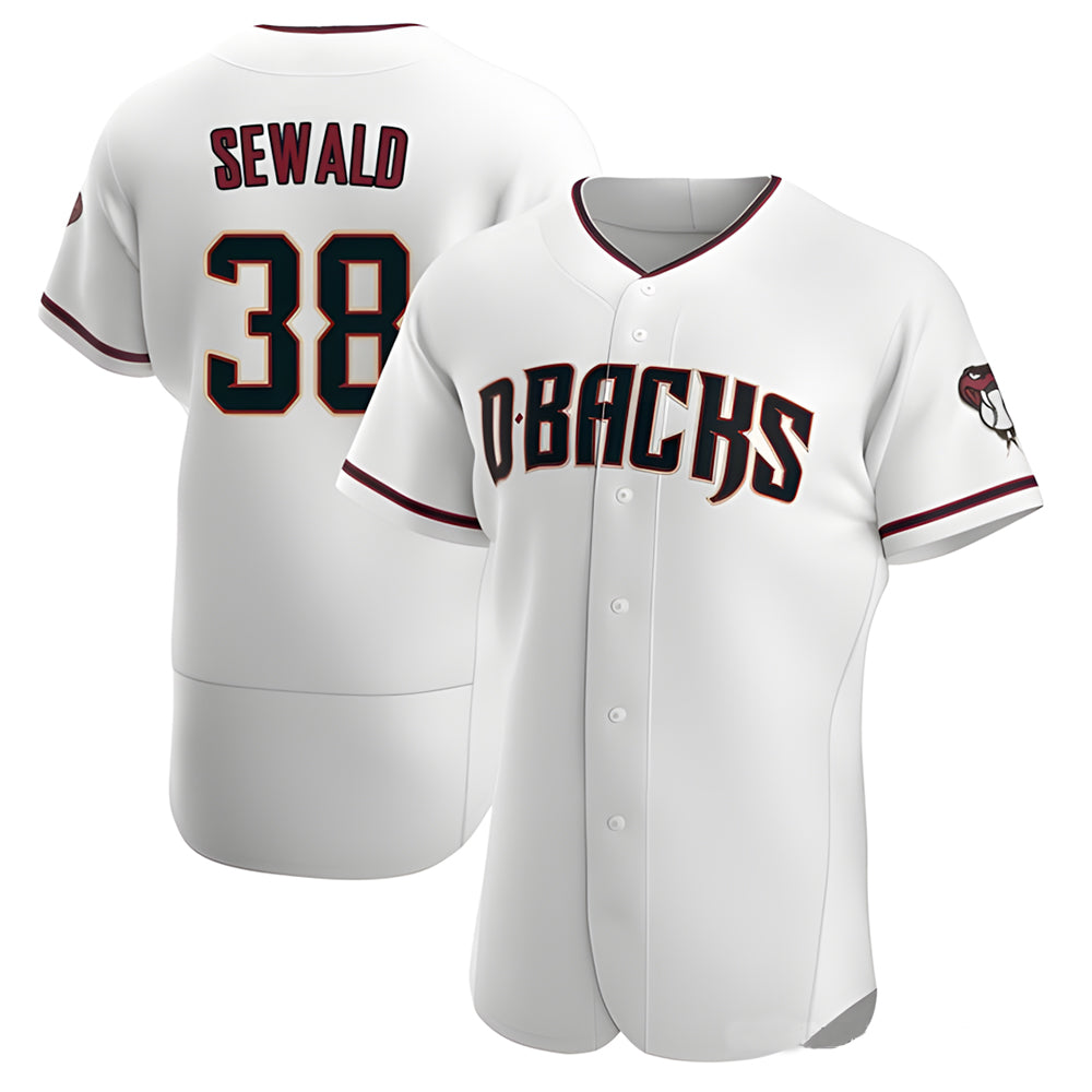 Trusc A.Diamondbacks #38 Paul Sewald Player White Authentic Crimson Home Stitched Jersey