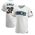 Trusc A.Diamondbacks #38 Paul Sewald Player White Teal Authentic Alternate Stitched Jersey