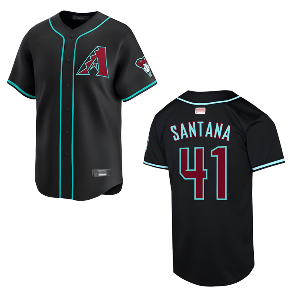 Trusc A.Diamondbacks #41 Carlos Santana Player Black Player game time Stitched Jersey