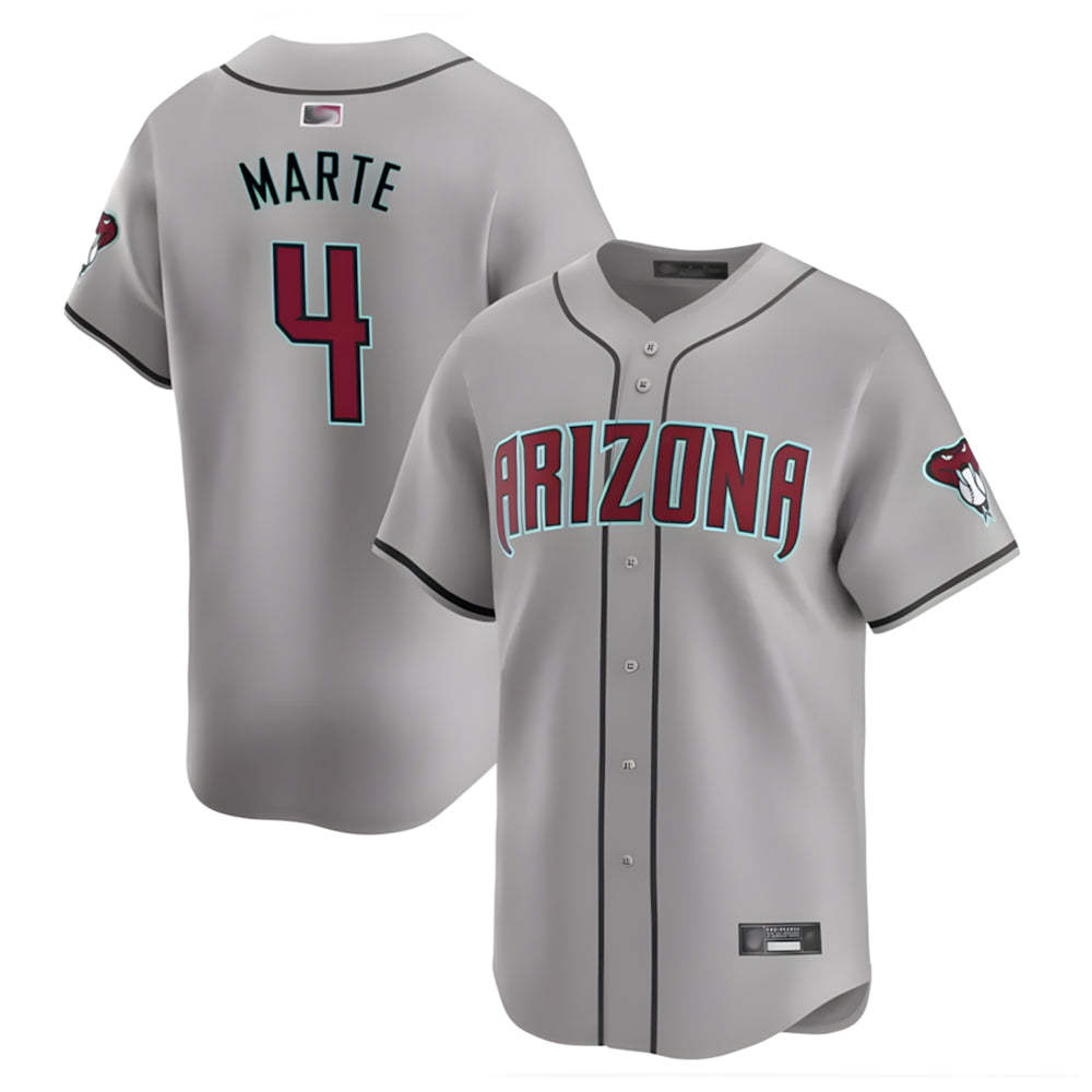 Trusc A.Diamondbacks #4 Ketel Marte Player Gray Replica Game Stitched Jerseys