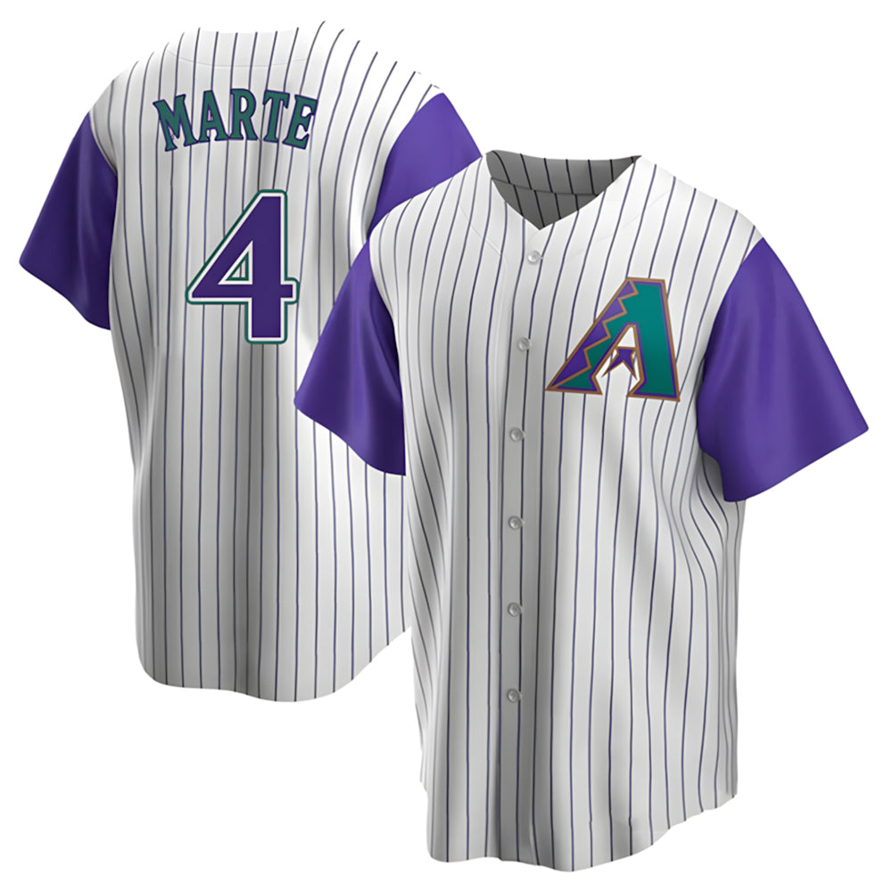 Trusc A.Diamondbacks #4 Ketel Marte Player White-Purple Limited Stitched Jerseys