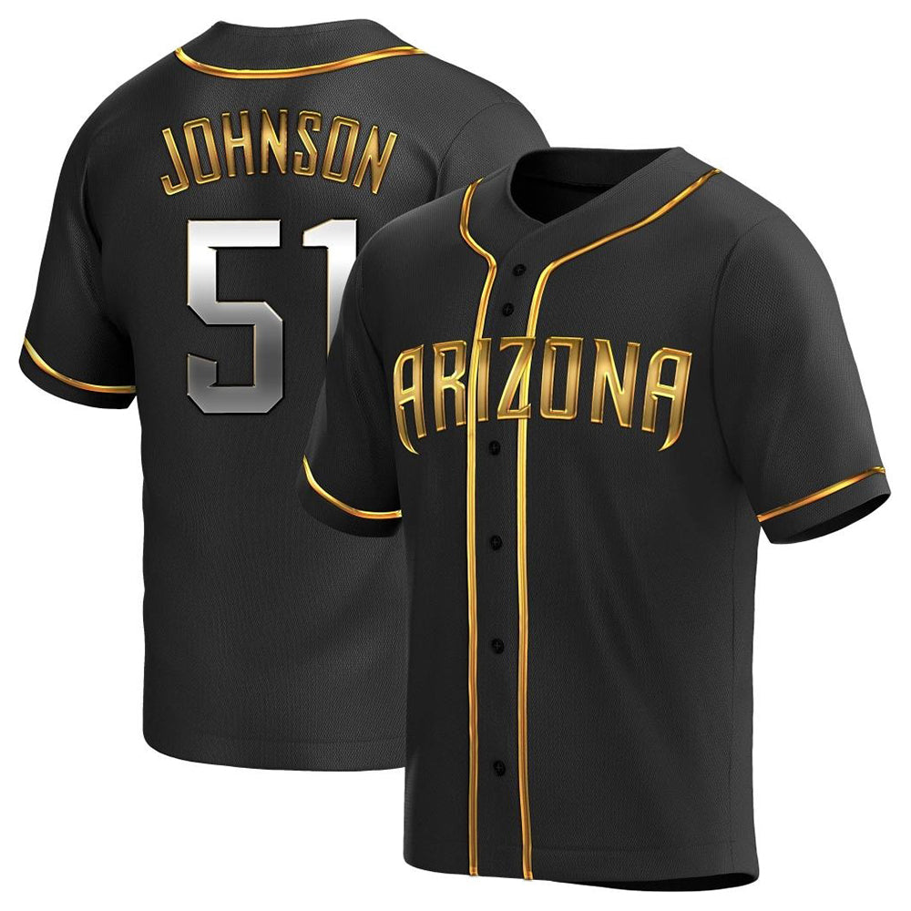 Trusc A.Diamondbacks #51 Randy Johnson Player Black Golden Replica Alternate Stitched Jerseys