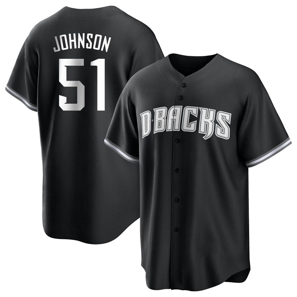 Trusc A.Diamondbacks #51 Randy Johnson Player Black White Replica Alternate Stitched Jerseys