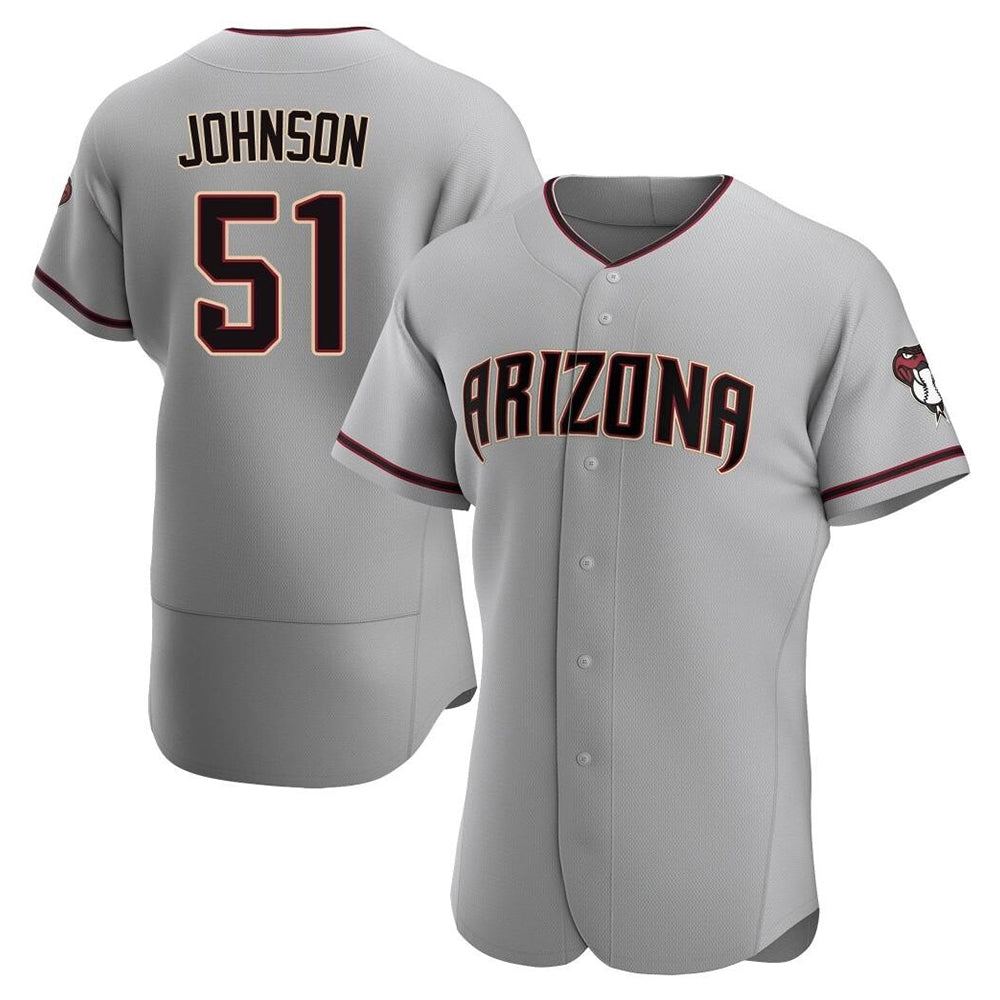 Trusc A.Diamondbacks #51 Randy Johnson Player Gray Authentic Road Stitched Jerseys