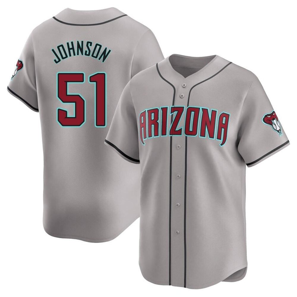 Trusc A.Diamondbacks #51 Randy Johnson Player Gray Limited Away Stitched Jerseys