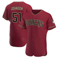 Trusc A.Diamondbacks #51 Randy Johnson Red Authentic Crimson Alternate Stitched Jerseys