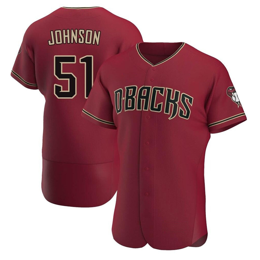 Trusc A.Diamondbacks #51 Randy Johnson Red Authentic Crimson Alternate Stitched Jerseys
