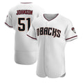 Trusc A.Diamondbacks #51 Randy Johnson White Authentic Crimson Home Stitched Jerseys