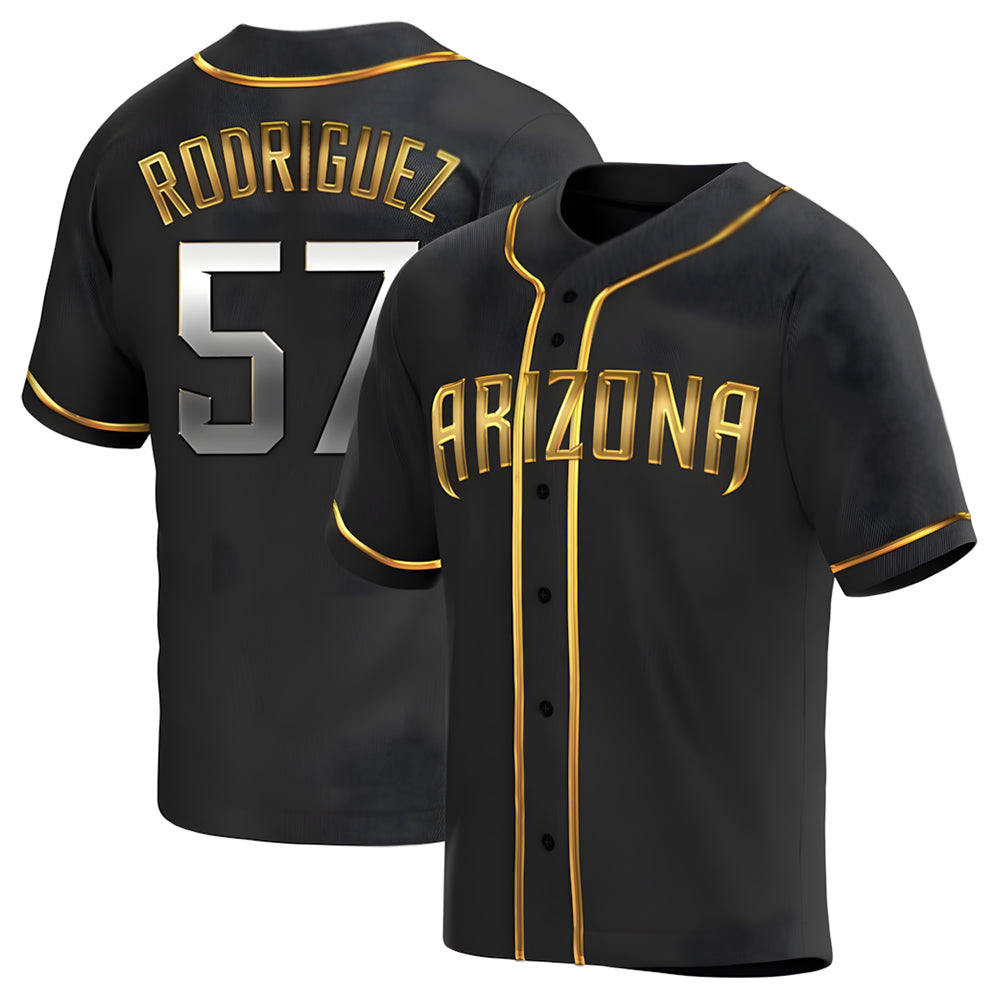 Trusc A.Diamondbacks #57 Eduardo Rodriguez Player Black Golden Replica Alternate Stitched Jersey