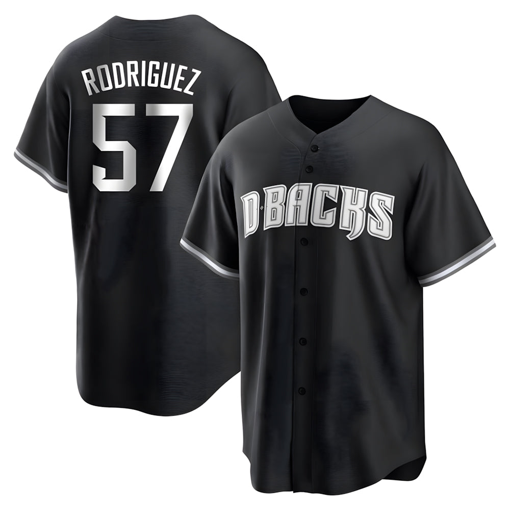 Trusc A.Diamondbacks #57 Eduardo Rodriguez Player Black White Replica Alternate Stitched Jersey