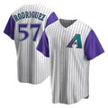 Trusc A.Diamondbacks #57 Eduardo Rodriguez Player  Cream Purple Replica Alternate Cooperstown Collection Stitched Jersey