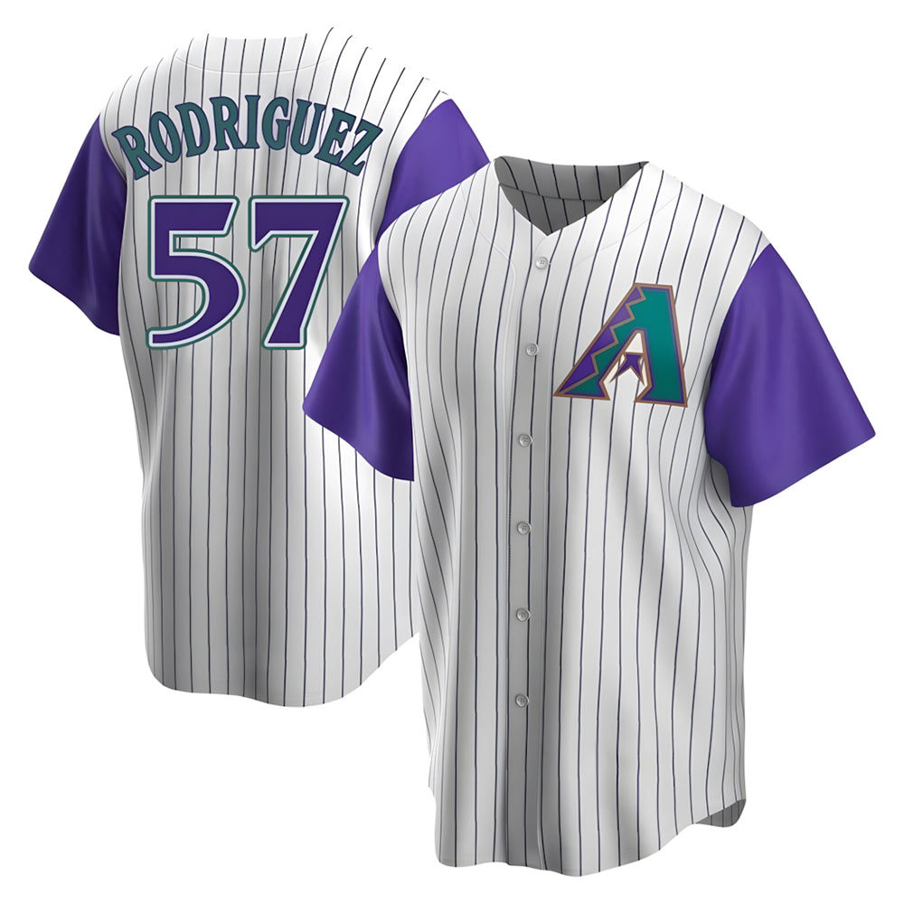 Trusc A.Diamondbacks #57 Eduardo Rodriguez Player  Cream Purple Replica Alternate Cooperstown Collection Stitched Jersey