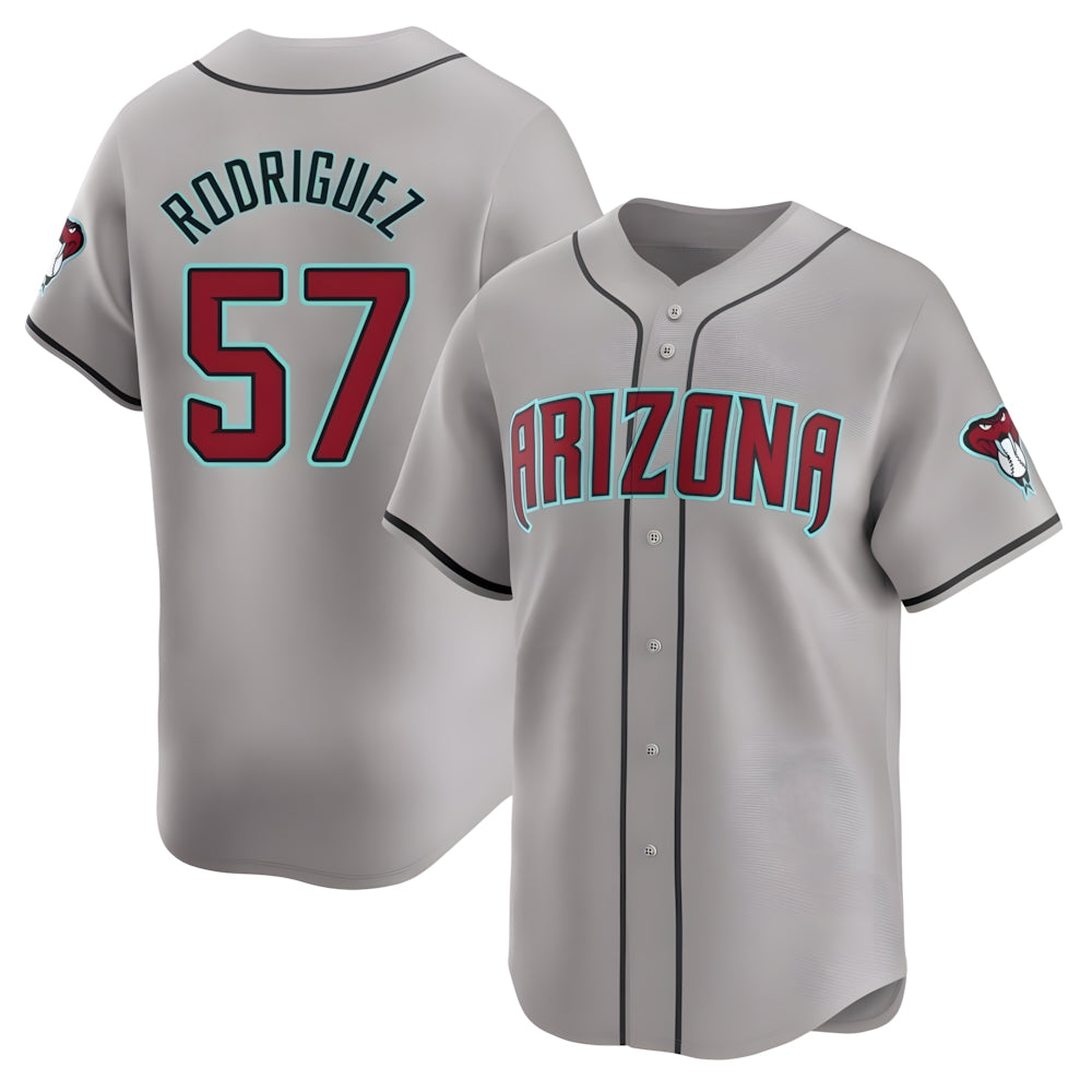 Trusc A.Diamondbacks #57 Eduardo Rodriguez Player Gray Limited Away Stitched Jersey