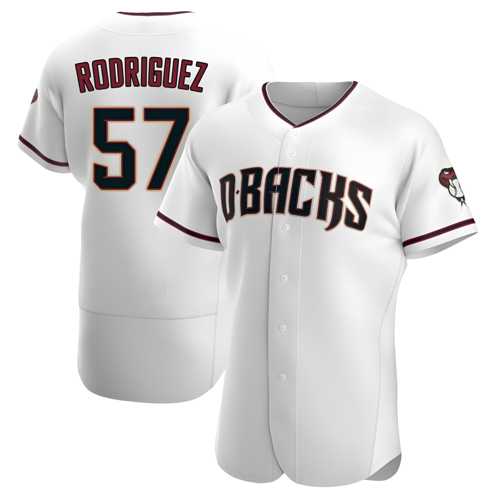 Trusc A.Diamondbacks #57 Eduardo Rodriguez Player White Crimson Home Stitched Jersey