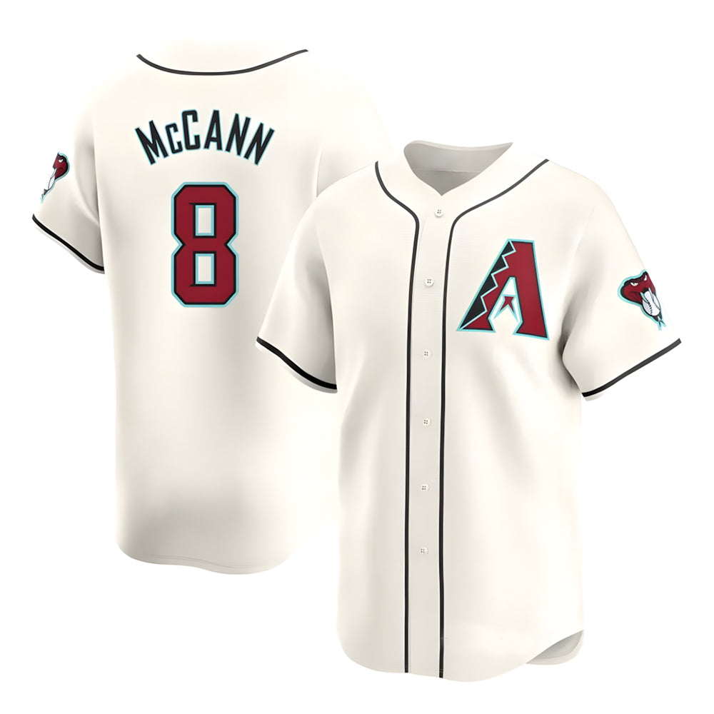Trusc A.Diamondbacks #8 James McCann Player White Red Limited Home Stitched Jersey
