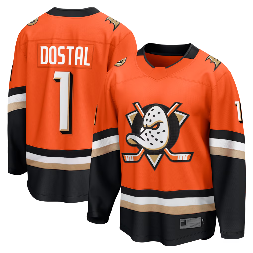 Trusc A.Ducks #1 Lukas Dostal Orange Home Breakaway Jerseys