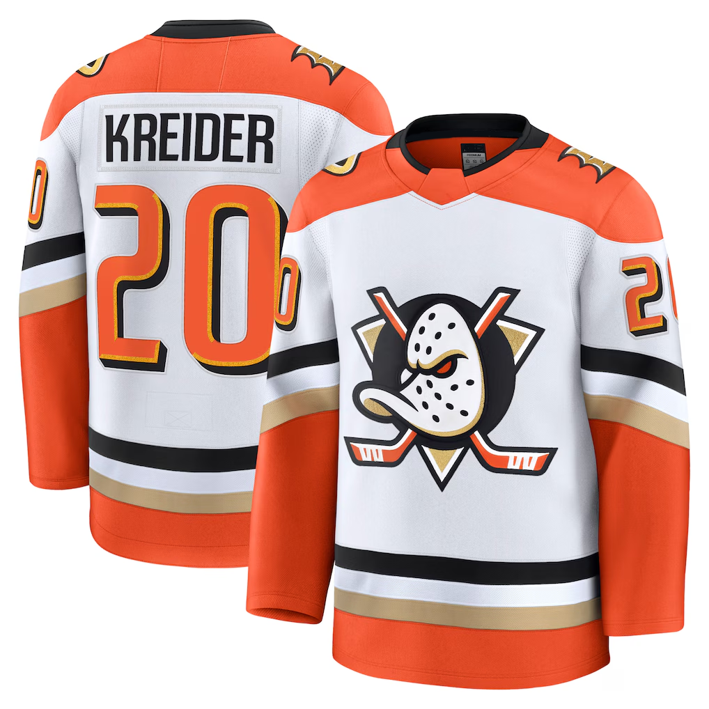 Trusc A.Ducks #20 Chris Kreider White Away Premium Jerseys