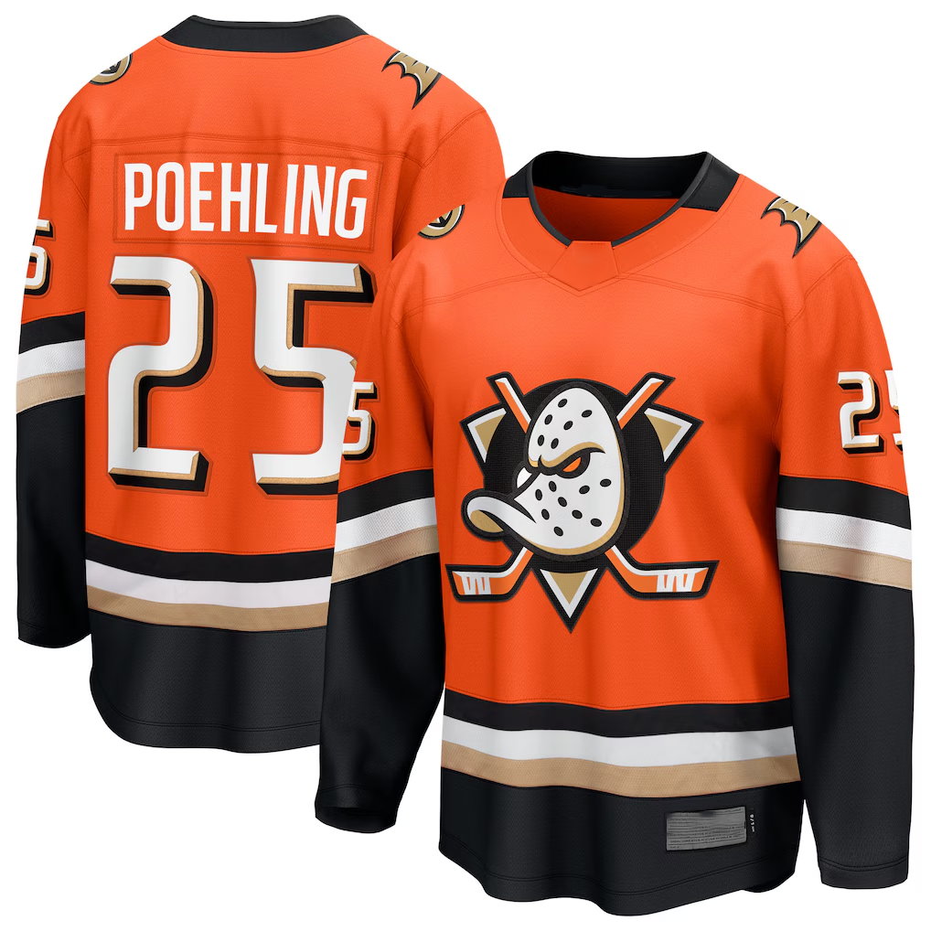 Trusc A.Ducks #25 Ryan Poehling Orange Home Breakaway Jerseys
