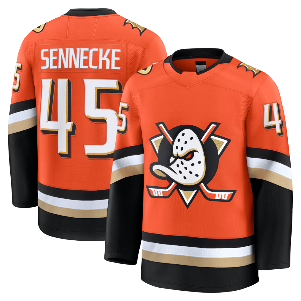 Trusc A.Ducks #45 Beckett Sennecke Orange Home Premium Jerseys