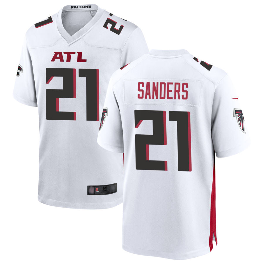Trusc A.Falcons #21 Deion Sanders Player White Home Game Stitched Jerseys