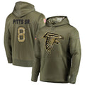 Trusc A.Falcons #8 Kyle Pitts Player Salute to Service Club Fleece Olive Hoodie Stitched Jerseys