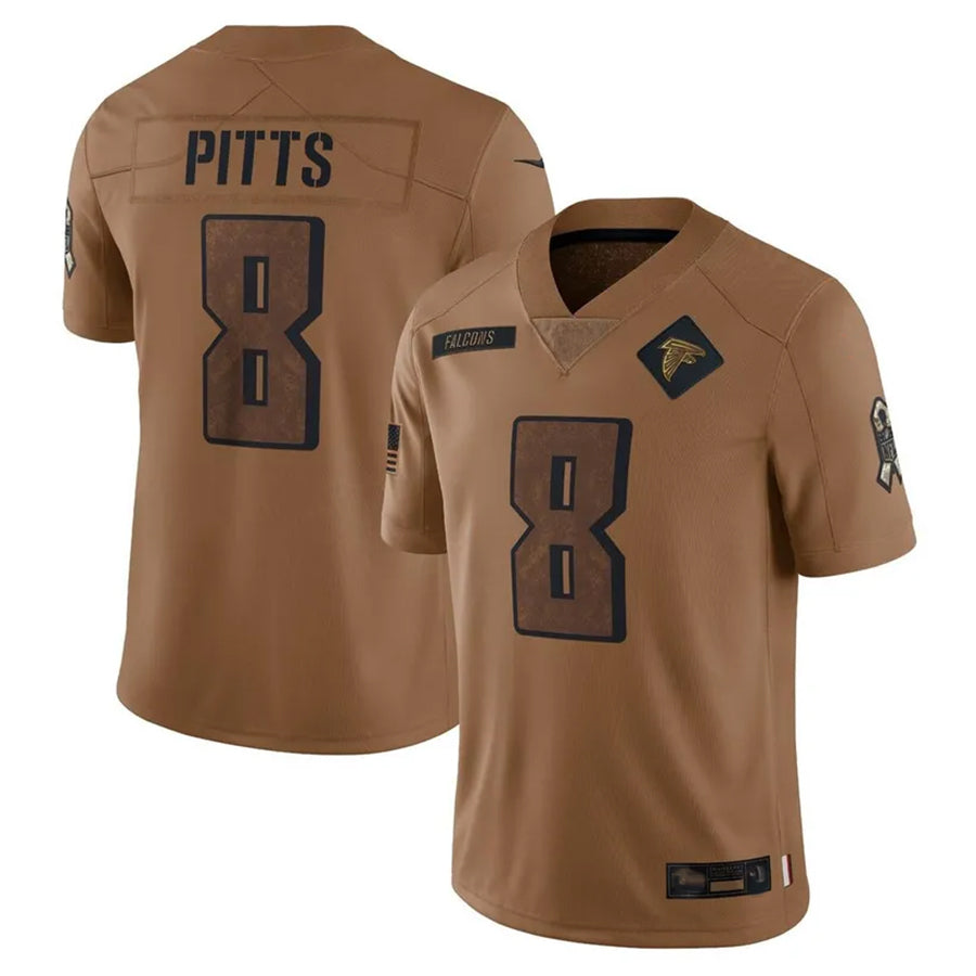 Trusc A.Falcons #8 Kyle Pitts Sr. Player Brown Salute To Service Limited Stitched Jerseys