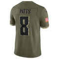 Trusc A.Falcons #8 Kyle Pitts Sr. Player Olive Salute To Service Limited Stitched Jerseys