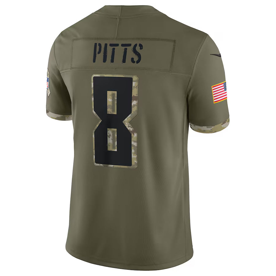 Trusc A.Falcons #8 Kyle Pitts Sr. Player Olive Salute To Service Limited Stitched Jerseys