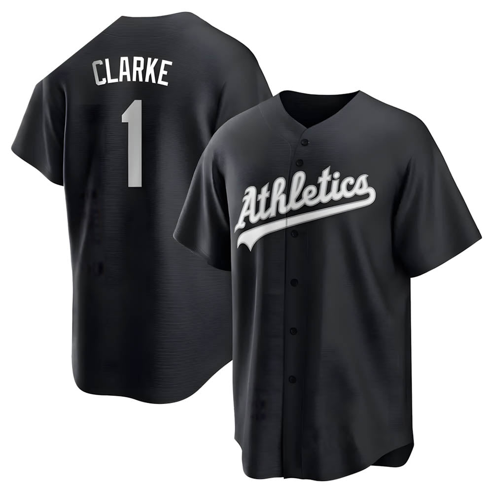 Trusc Athletics #1 Denzel Clarke player Black&White Replica Stitched Jersey