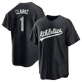 Trusc Athletics #1 Denzel Clarke player Black&White Replica Stitched Jersey