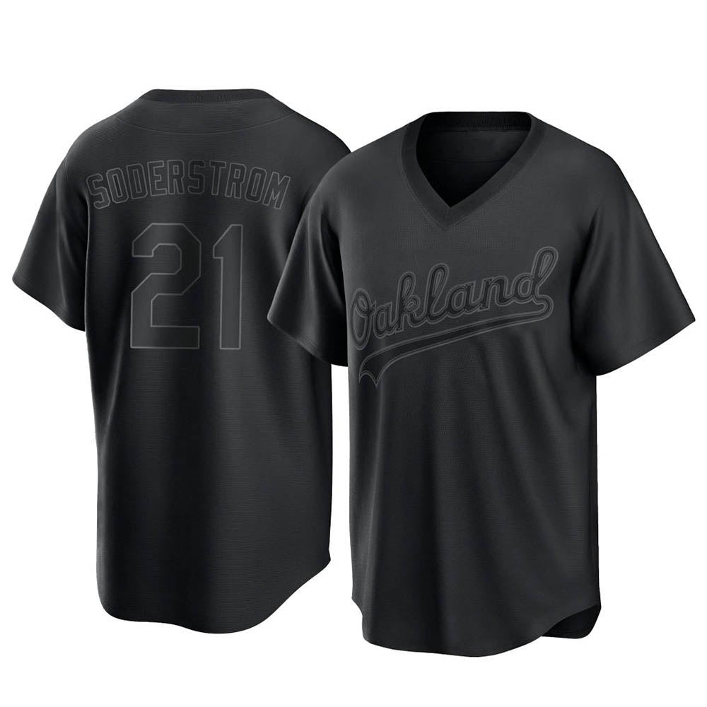 Trusc Athletics #21 Tyler Soderstrom Player Black Replica Pitch Fashion Stitched Jersey