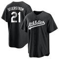 Trusc Athletics #21 Tyler Soderstrom Player Black&White Replica Stitched Jersey