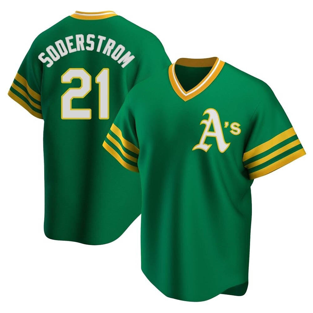 Trusc Athletics #21 Tyler Soderstrom Player Green Replica Cooperstown Collection Stitched Jersey