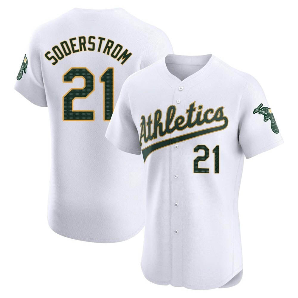 Trusc Athletics #21 Tyler Soderstrom Player White Elite Home Stitched Jersey