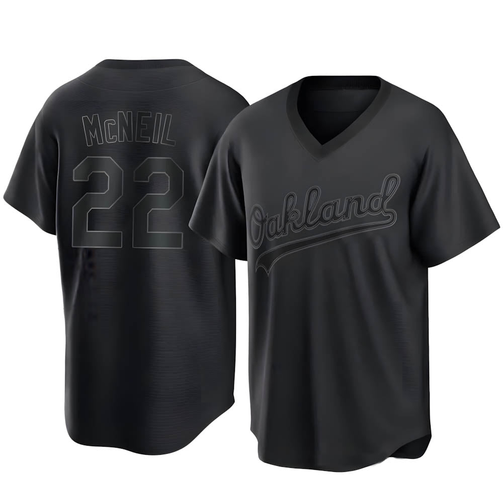 Trusc Athletics #22 Jeff McNeil player Black Replica Pitch Fashion Stitched Jersey