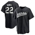 Trusc Athletics #22 Jeff McNeil player Black&White Replica Stitched Jersey